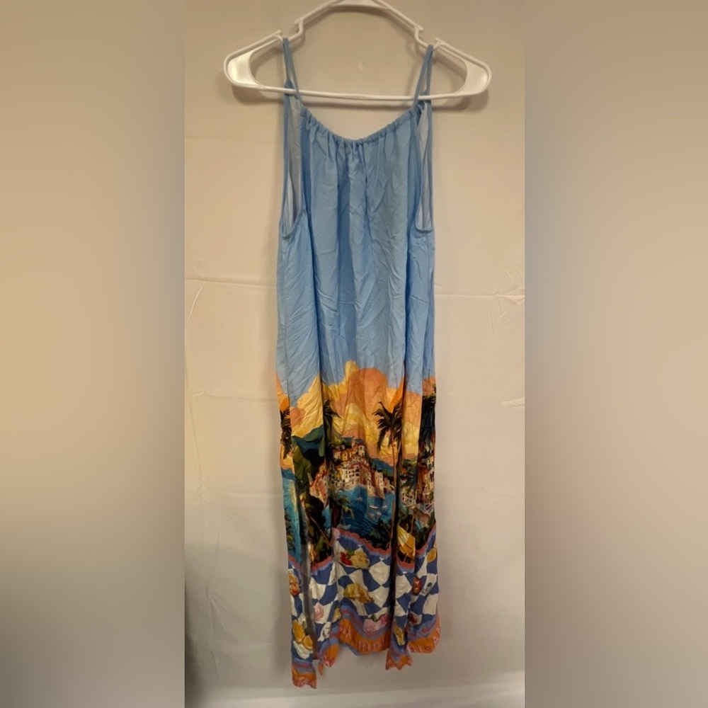 NEW Label of Love Paper Heart Italian Coast Landscape & Food Maxi Dress size: S